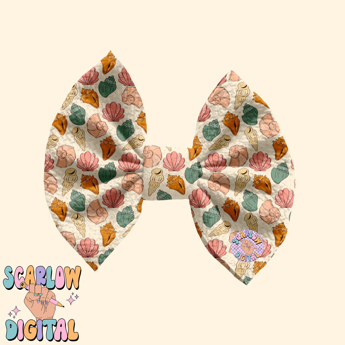 Floral Sea Shells Seamless Pattern Digital Design