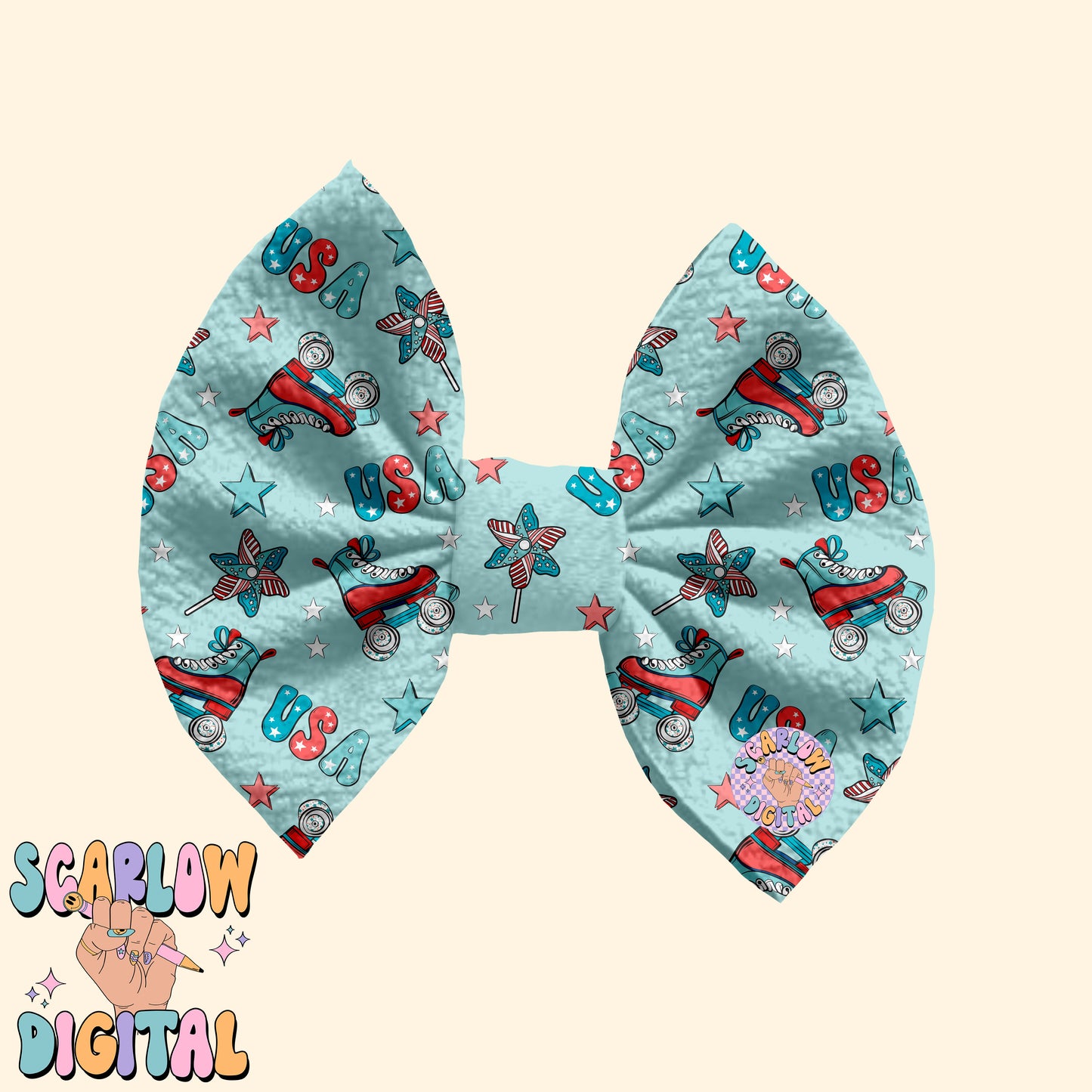 Patriotic Rollerskates Seamless Pattern