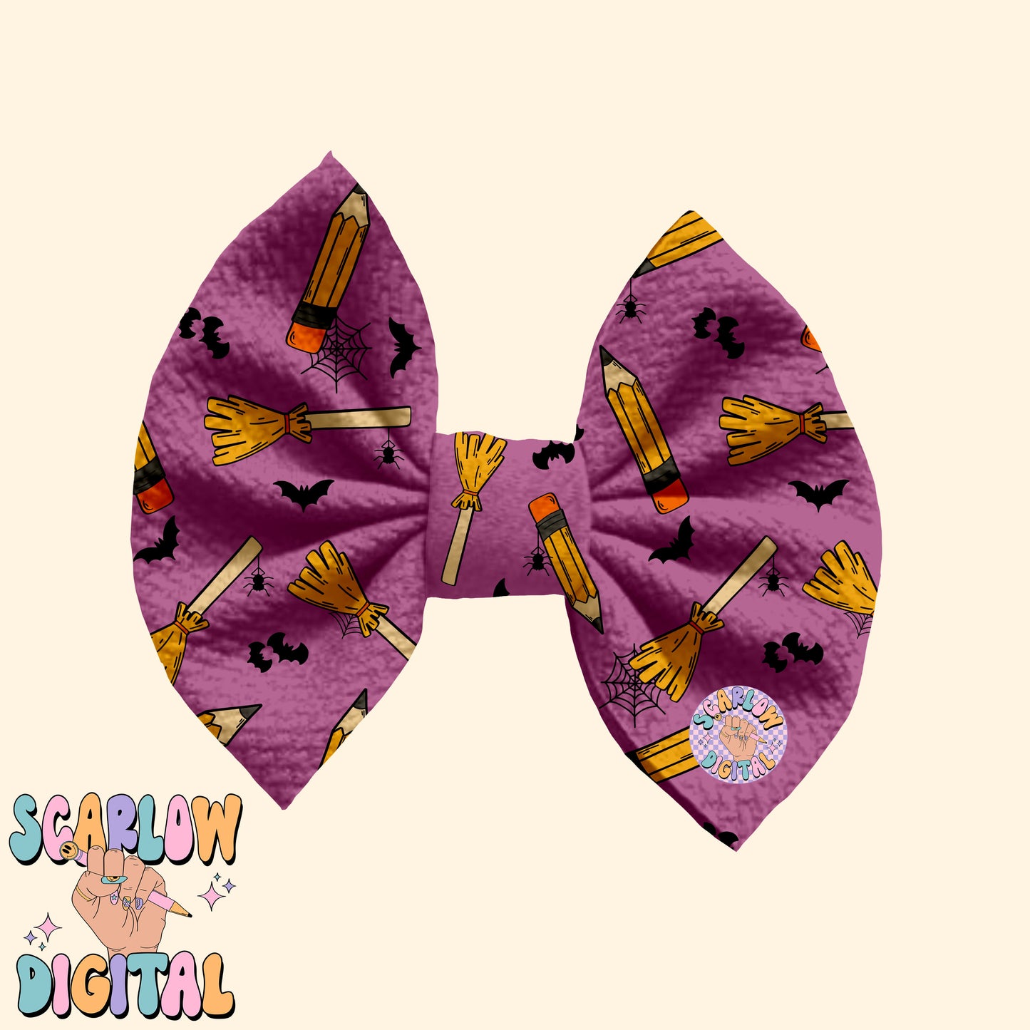 Pencils and Brooms Seamless Pattern Digital Design