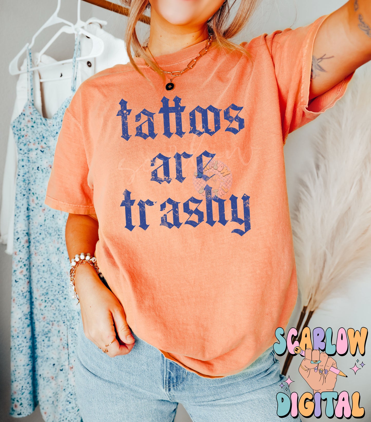 Tattoos Are Trashy PNG Digital Design Download, sarcastic png, funny png, inked png, tattooed png, png for adults, grunge png, edgy png
