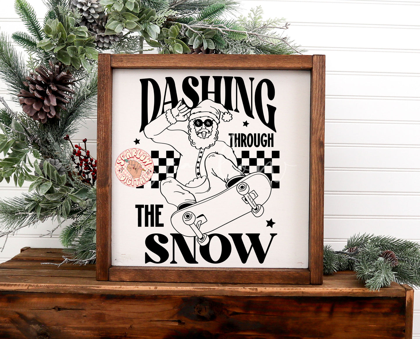 Dashing Through the Snow SVG-Christmas Cut File Digital Design Download-rocker santa svg, skater santa svg, boy christmas svg, boy designs