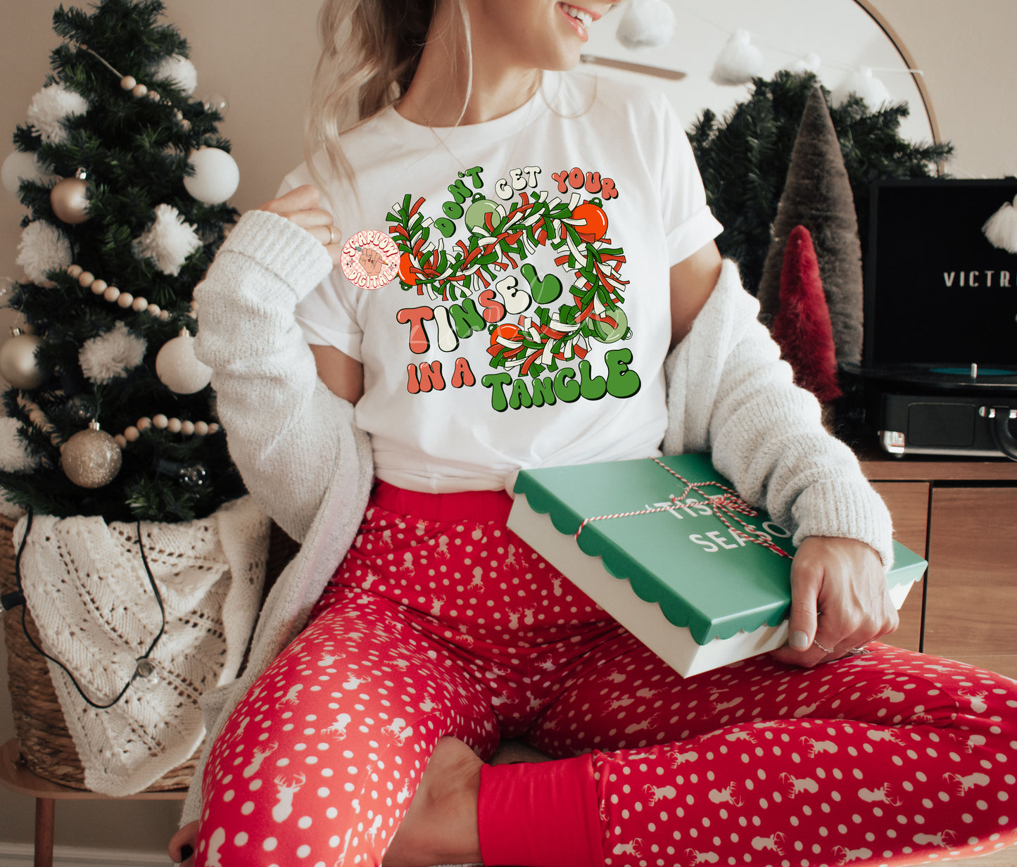 Don't Get Your Tinsel in a Tangle PNG-Christmas Sublimation Digital Design Download-christmas png designs, ornament png, funny christmas png