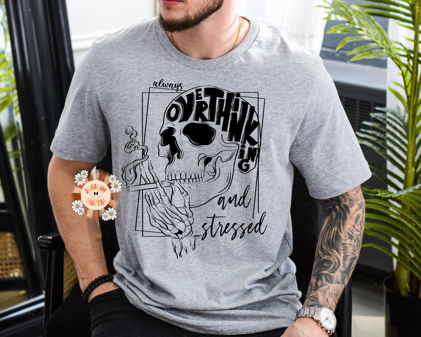 Always Overthinking & Stressed PNG-Skeleton Sublimation Digital Design Download-skull png, skeleton png, mental health png, adult humor png