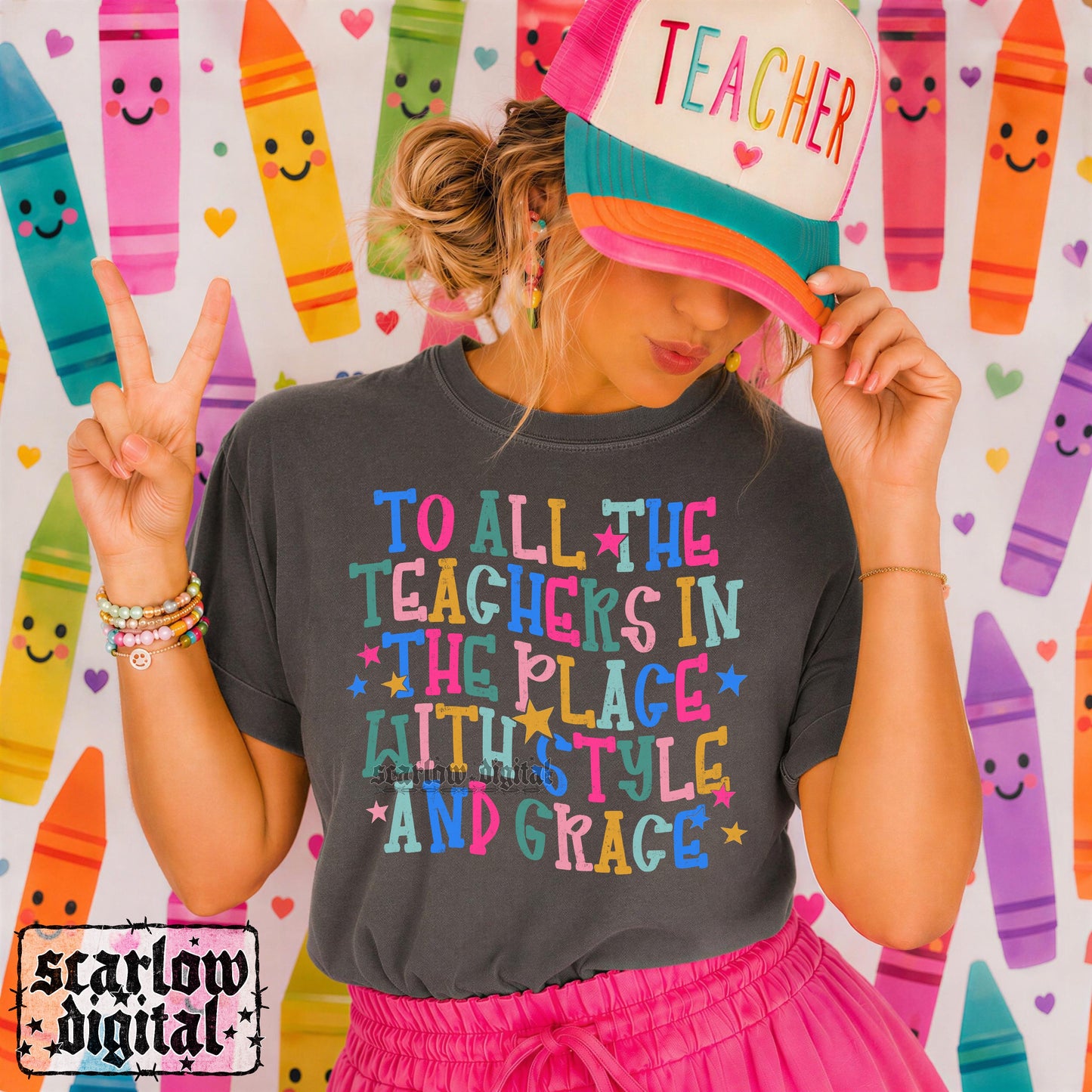 To All the Teachers in the Place With Style and Grace PNG Digital Design