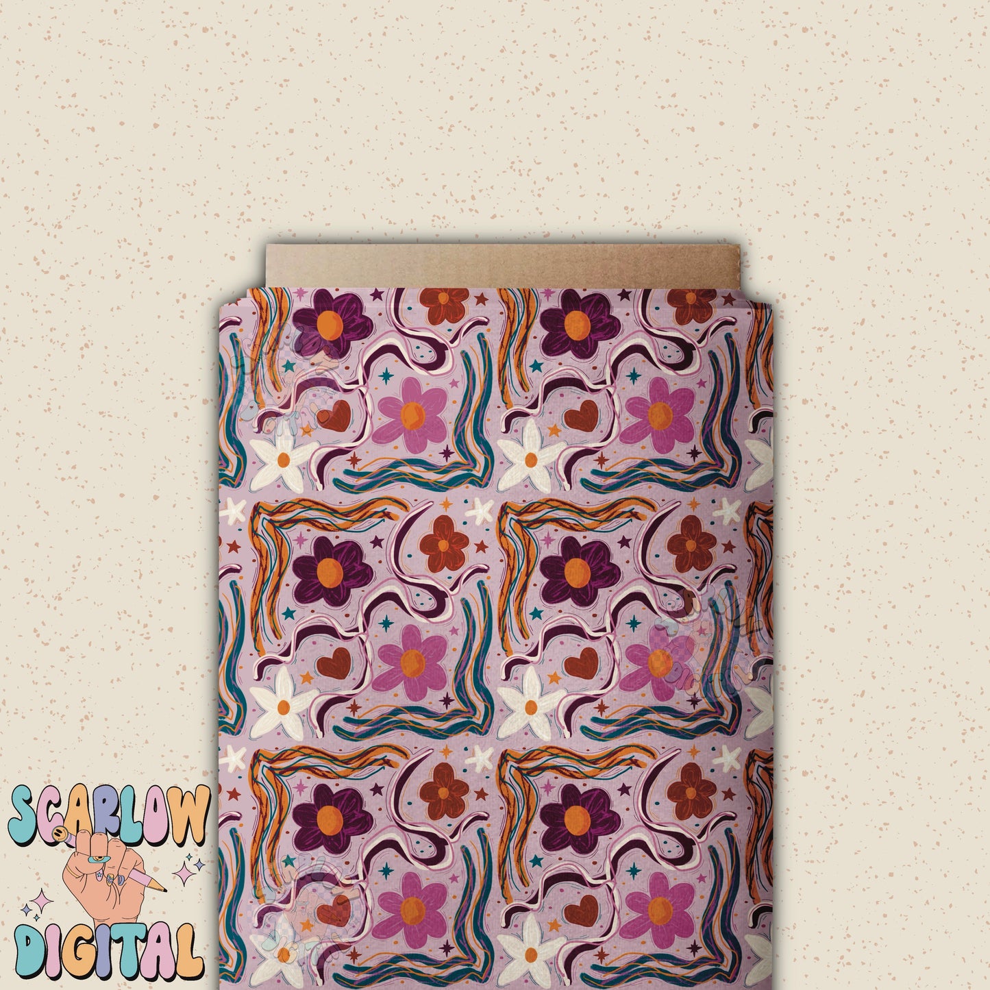 Abstract Florals Seamless Pattern Digital Design