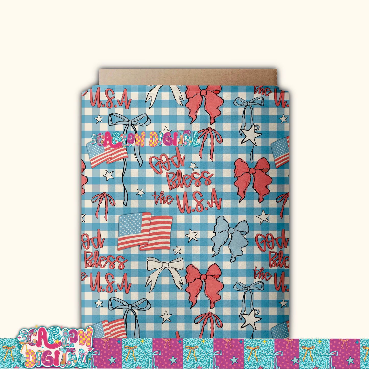 God Bless the USA Seamless Pattern Digital Design