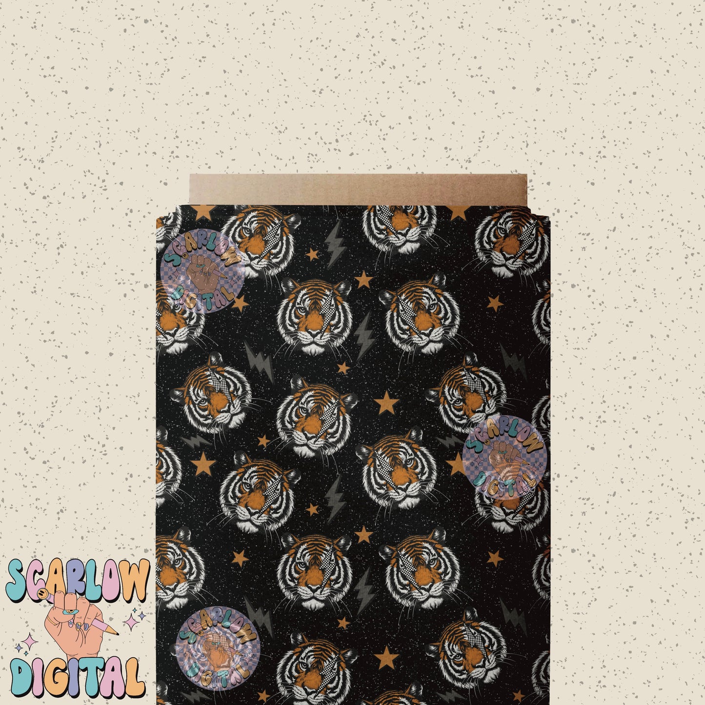 Retro Tiger Seamless Pattern Digital Design Download