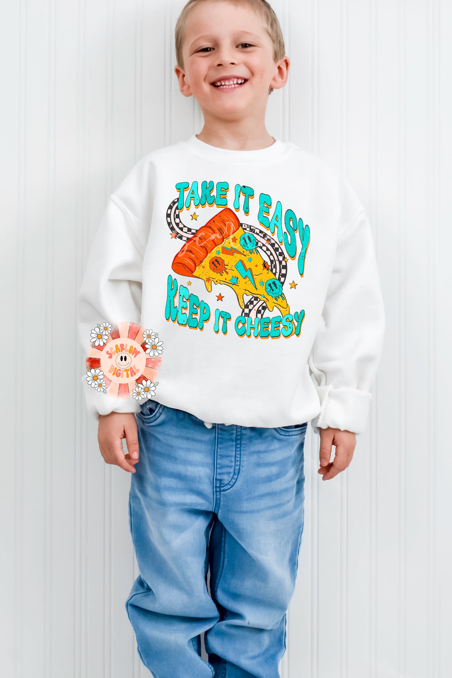 Take it Easy Keep it Cheesy PNG Sublimation Digital Design Download, boy png, retro png, pizza png, boho png, funny png, png for boys