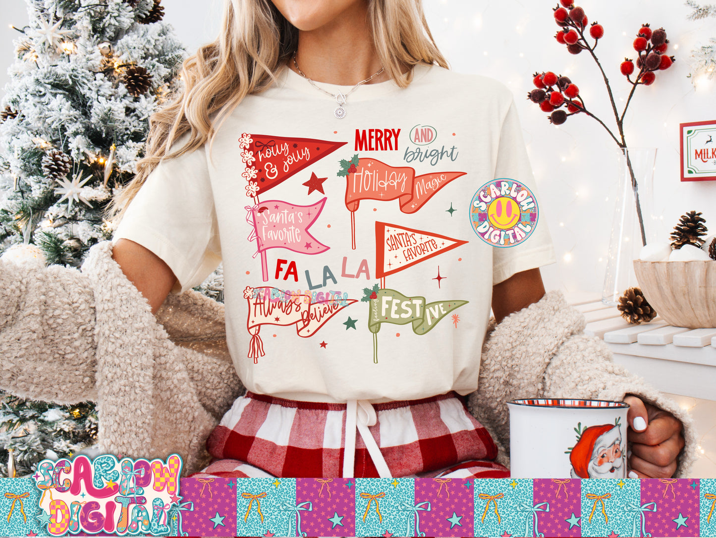 Christmas Flags PNG Digital Design