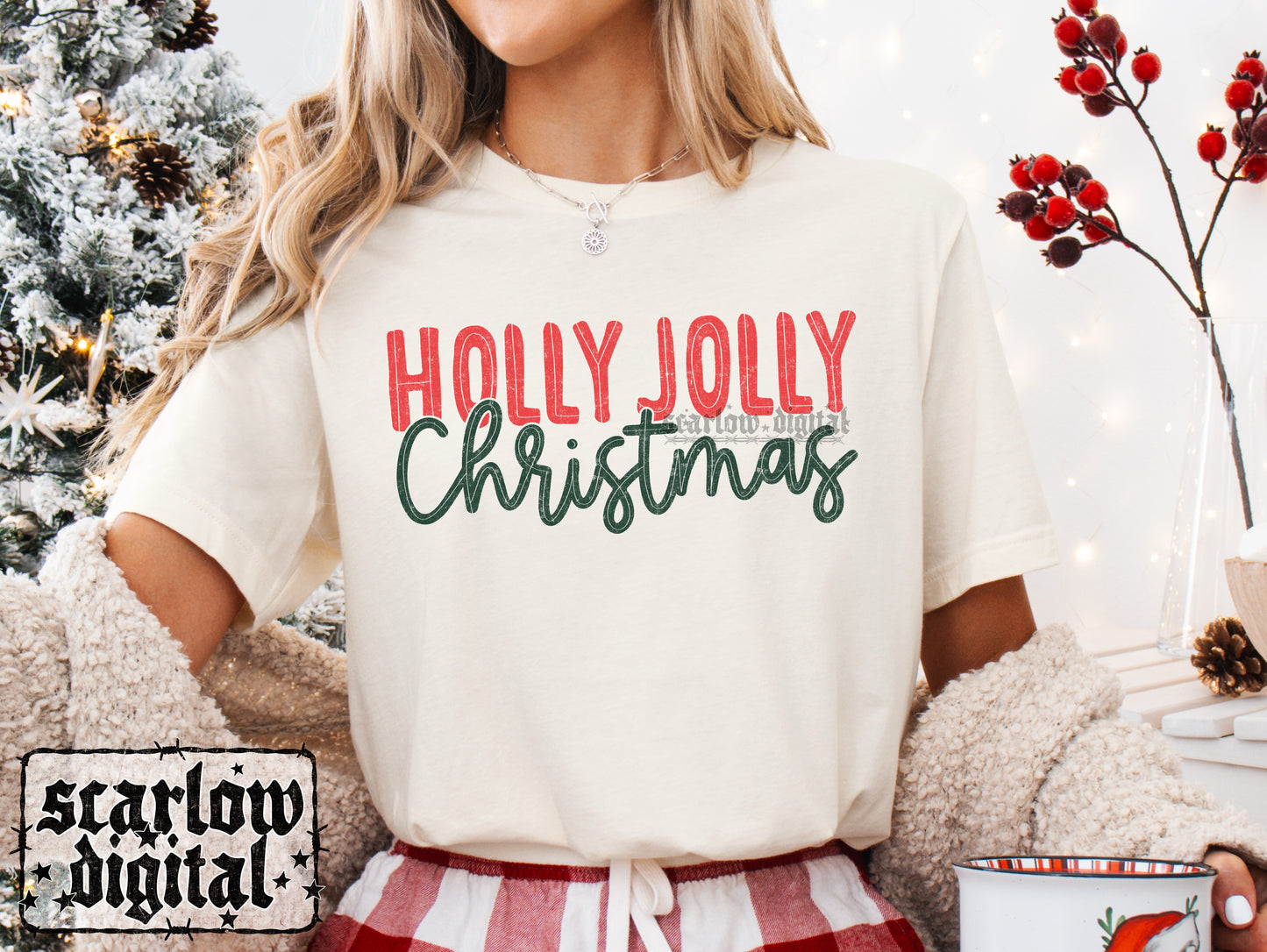 Holly Jolly Christmas PNG Digital Design