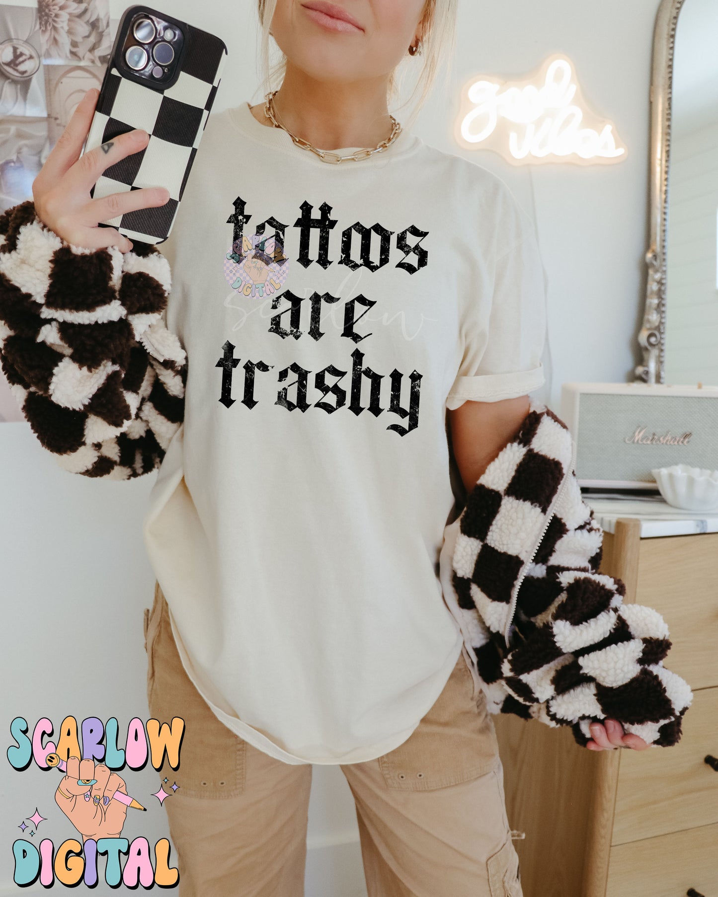 Tattoos Are Trashy PNG Digital Design Download, sarcastic png, funny png, inked png, tattooed png, png for adults, grunge png, edgy png