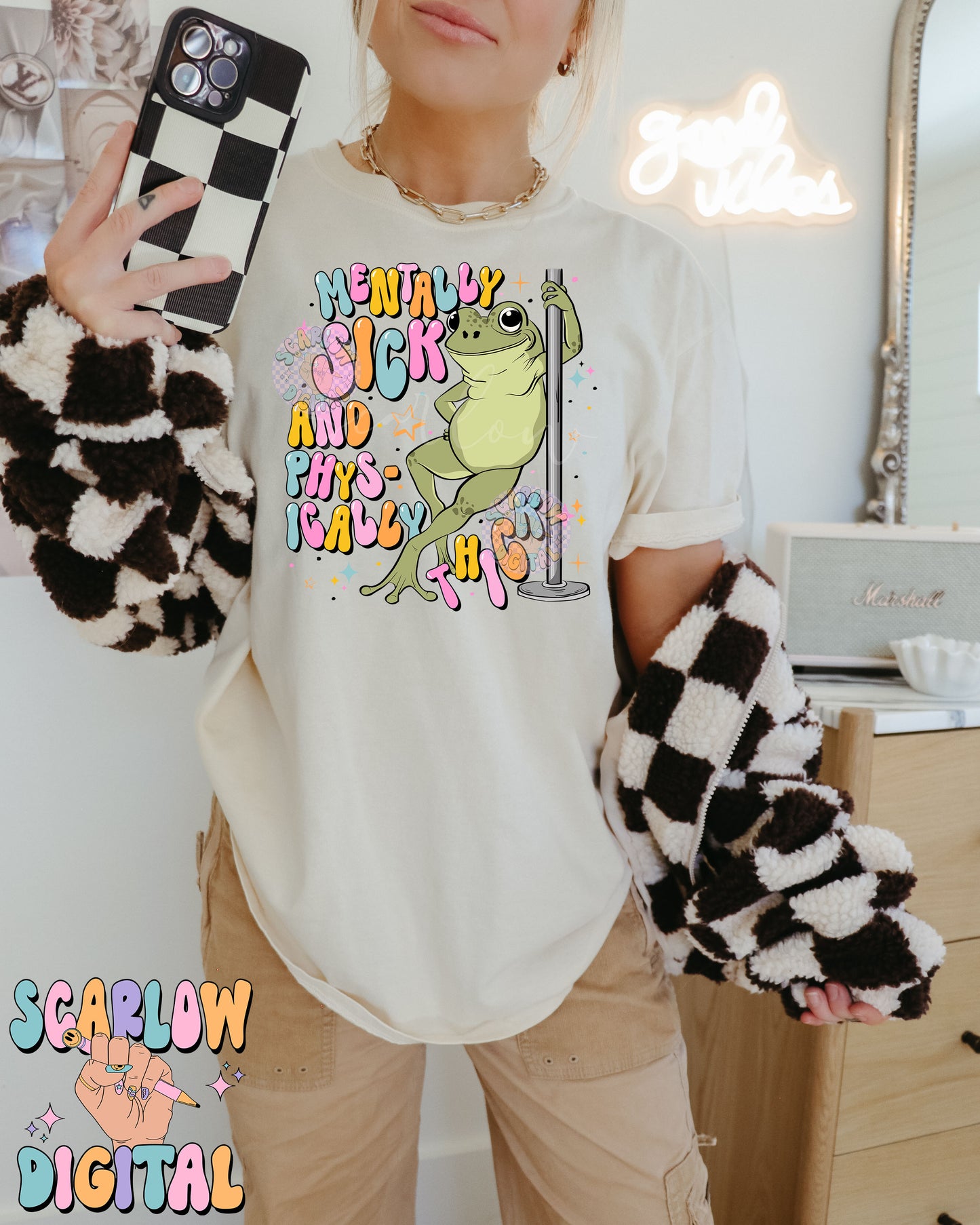 Mentally Sick and Physically Thick PNG Digital Design Download, funny frog png, adult humor png, crude humor png, snarky png, anxiety png