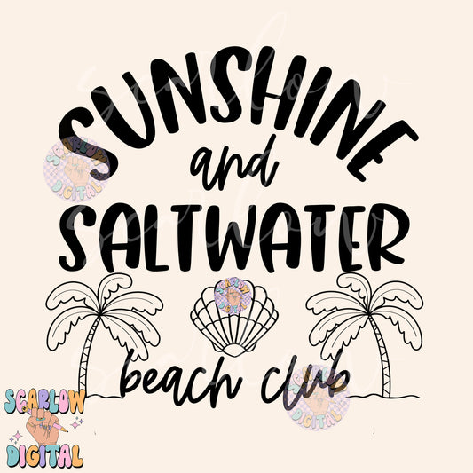 Sunshine and Saltwater Beach Club PNG Digital Design