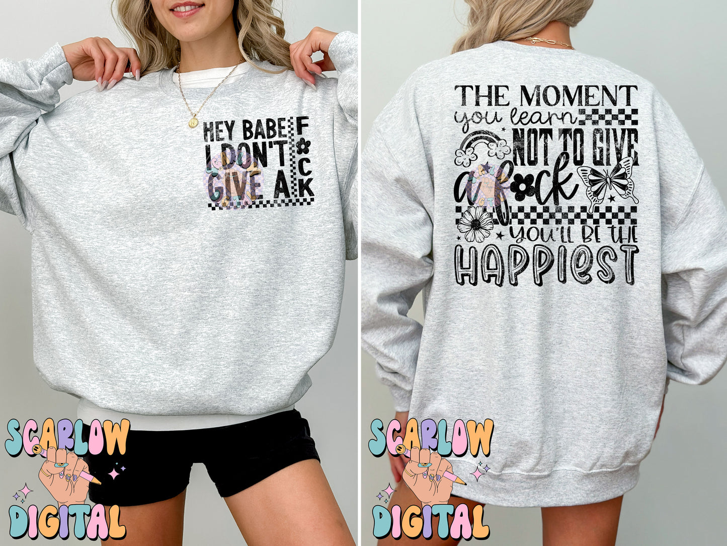 Don't Give a F*ck Front and Back PNG Bundle Digital Design