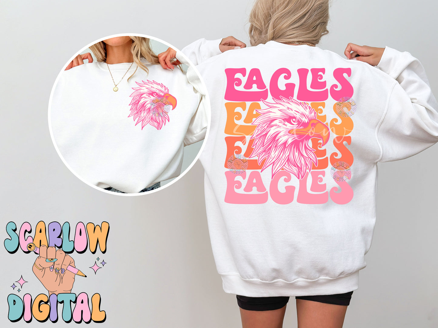 Eagles PNG Digital Design Download, sports mascot png, football png, baseball png, retro png, trendy png, sports tshirt designs, school png