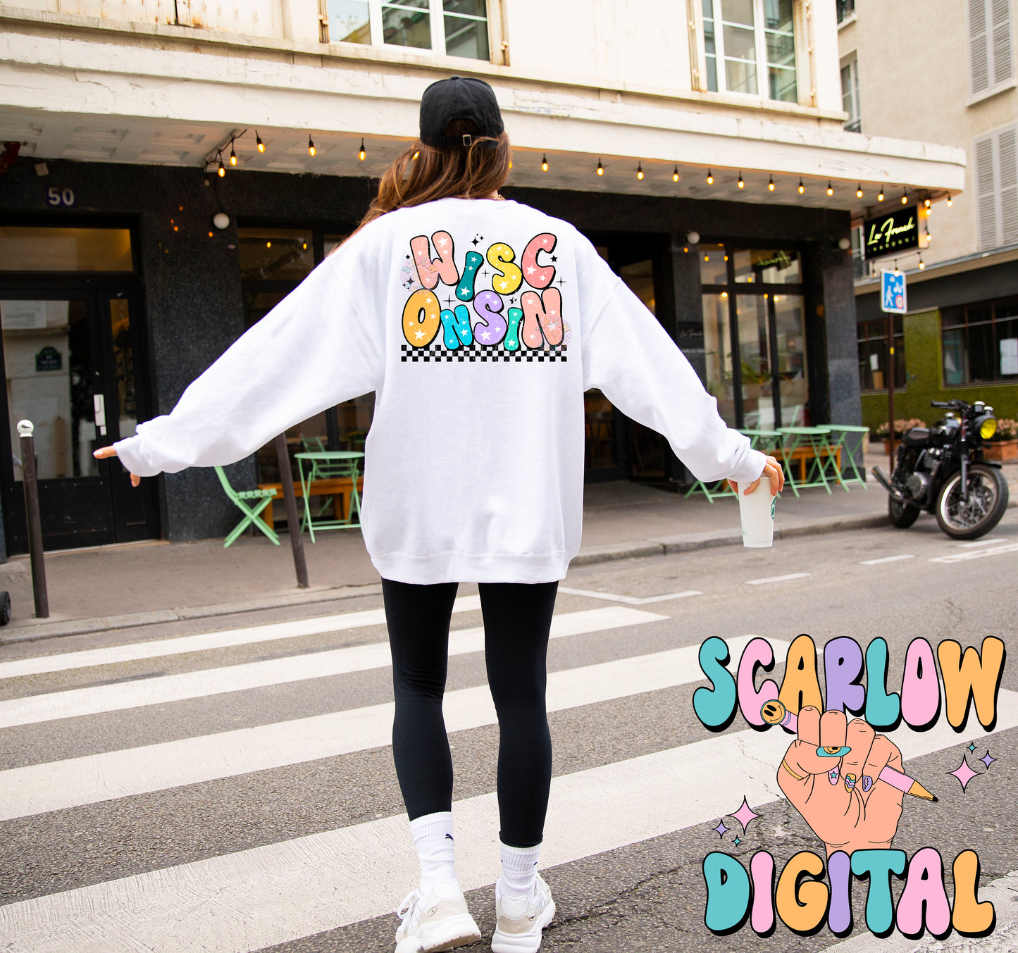 Wisconsin PNG Digital Design Download, city png design, colorful png, star png, women png, Wisconsin tshirt png, retro png, hometown png