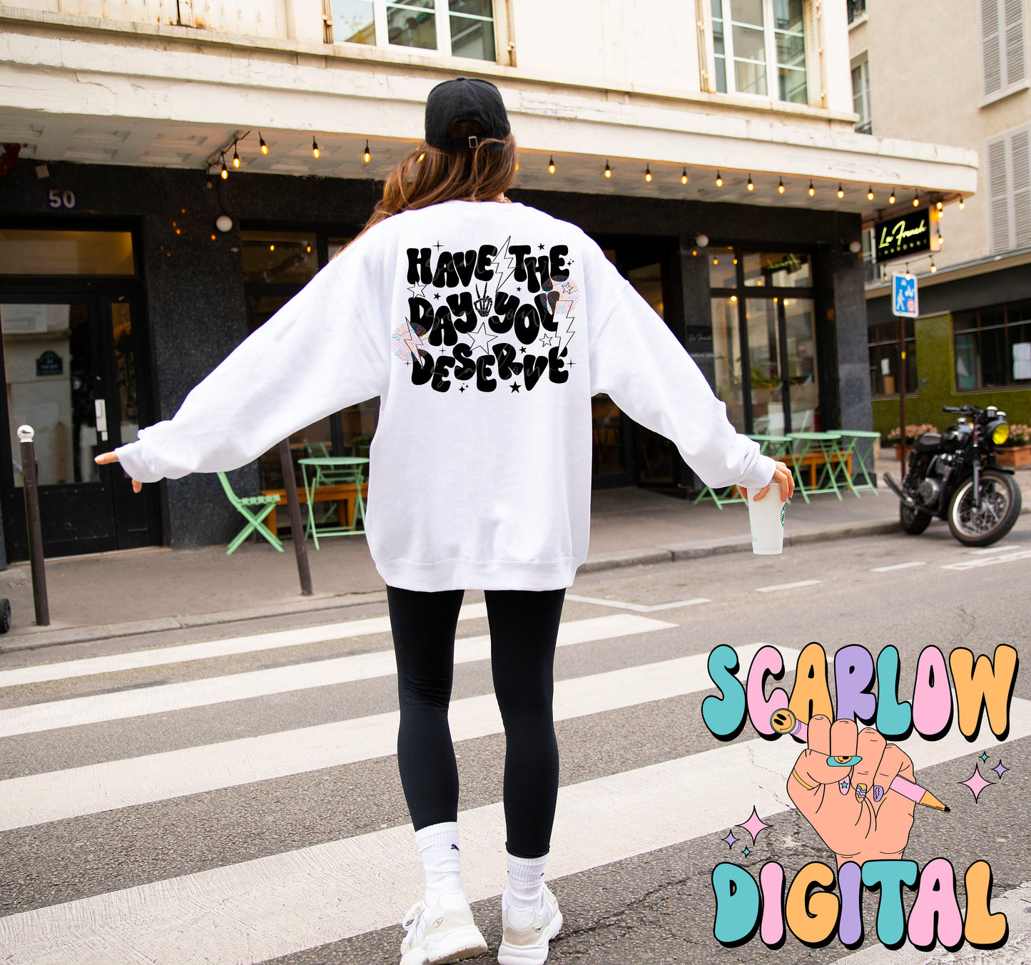 Have The Day You Deserve PNG Digital Design Download, snarky png, sarcastic tshirt designs, funny png, rocker png, grunge png, trendy design