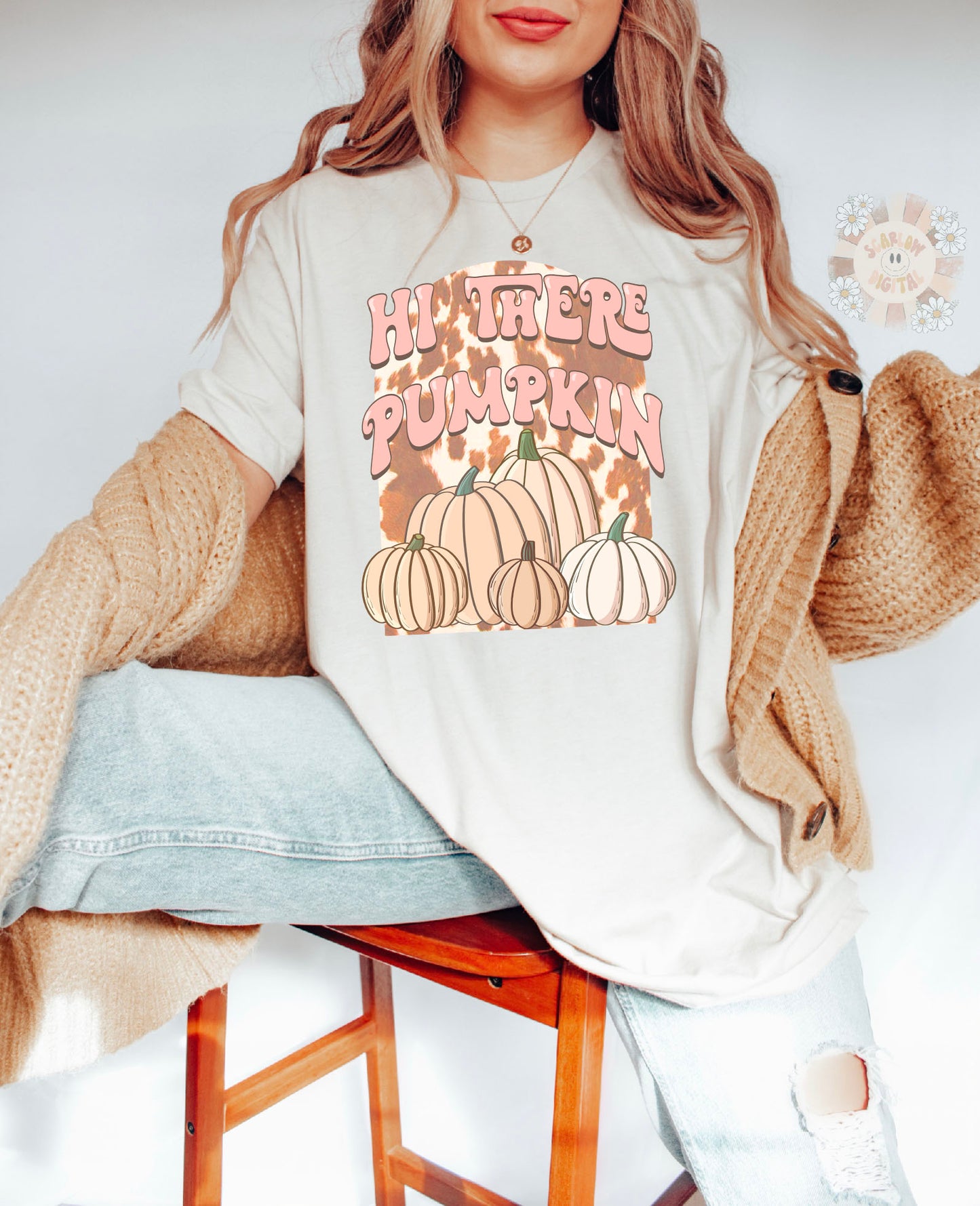 Hi There Pumpkin PNG-Fall Sublimation Digital Design Download-pumpkins png, girly png, cowhide png, cow print png, western fall png designs