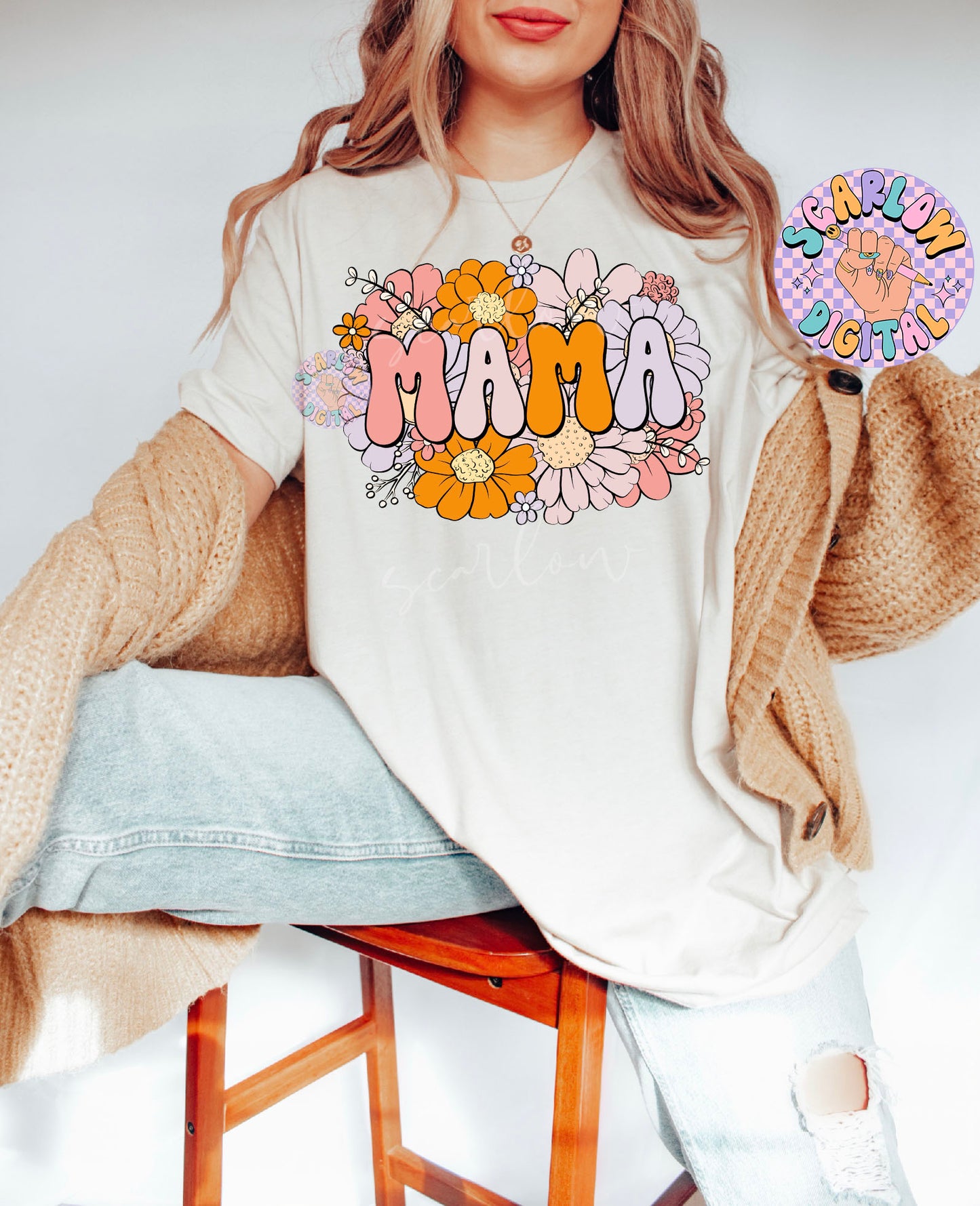 Floral Mama PNG Sublimation Digital Design Download, flowers png, png for moms, mama png, trendy mama png, preppy mama designs, boho mom png