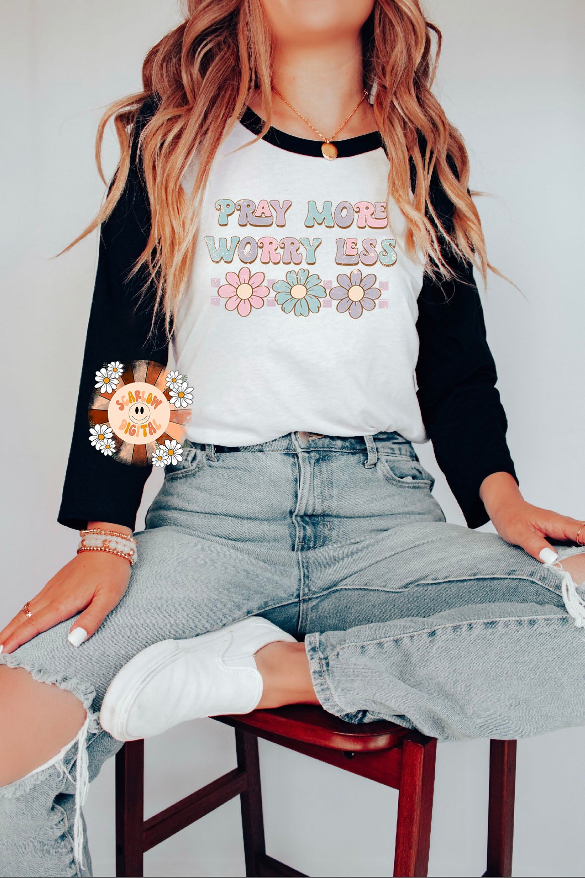 Pray More Worry Less PNG-Christian Sublimation Digital Design Download-floral png, bible verse png, positive png, religious png, trendy png