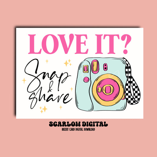 Snap and Share Insert Card Digital Design Download