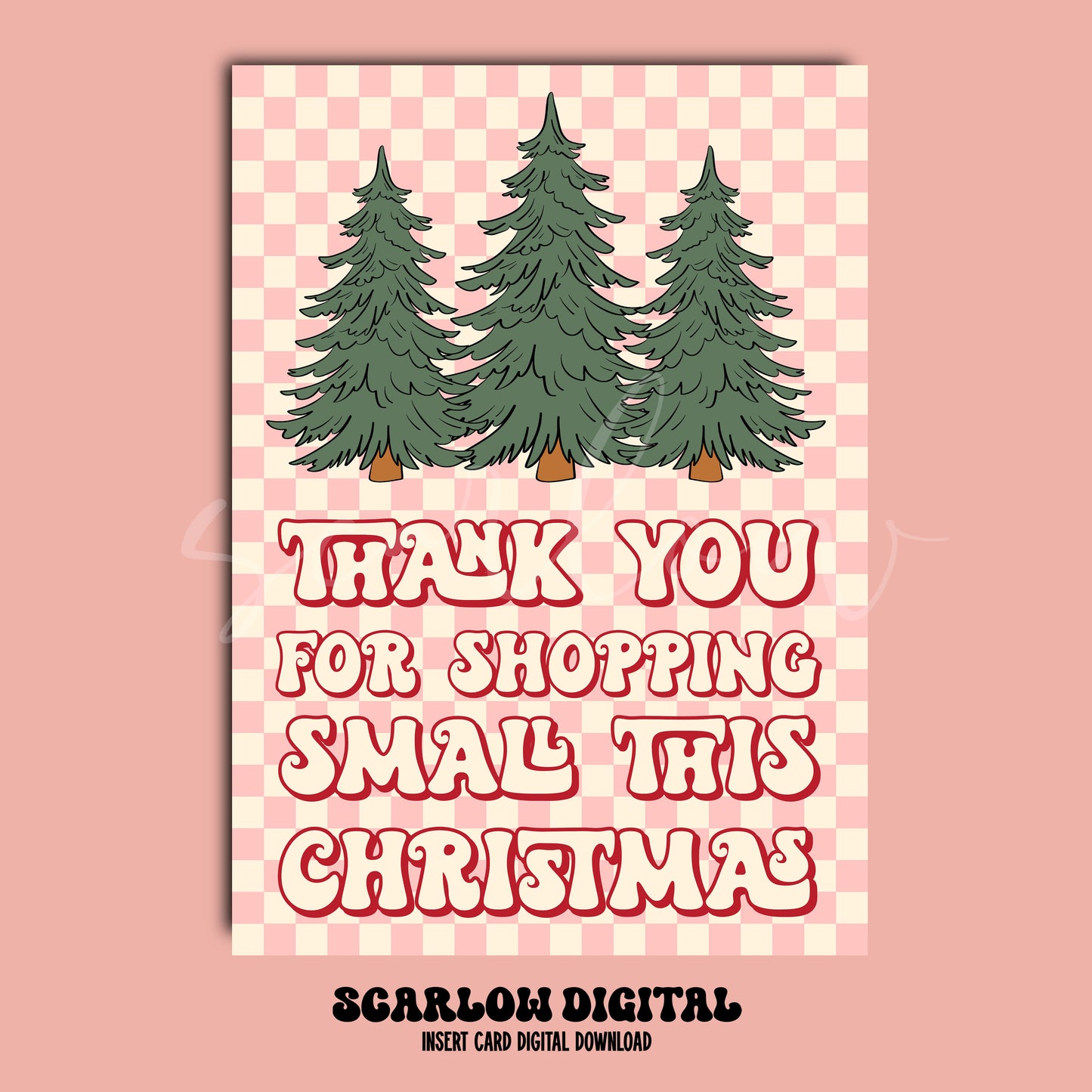Thank You Christmas Insert Card Digital Design Download