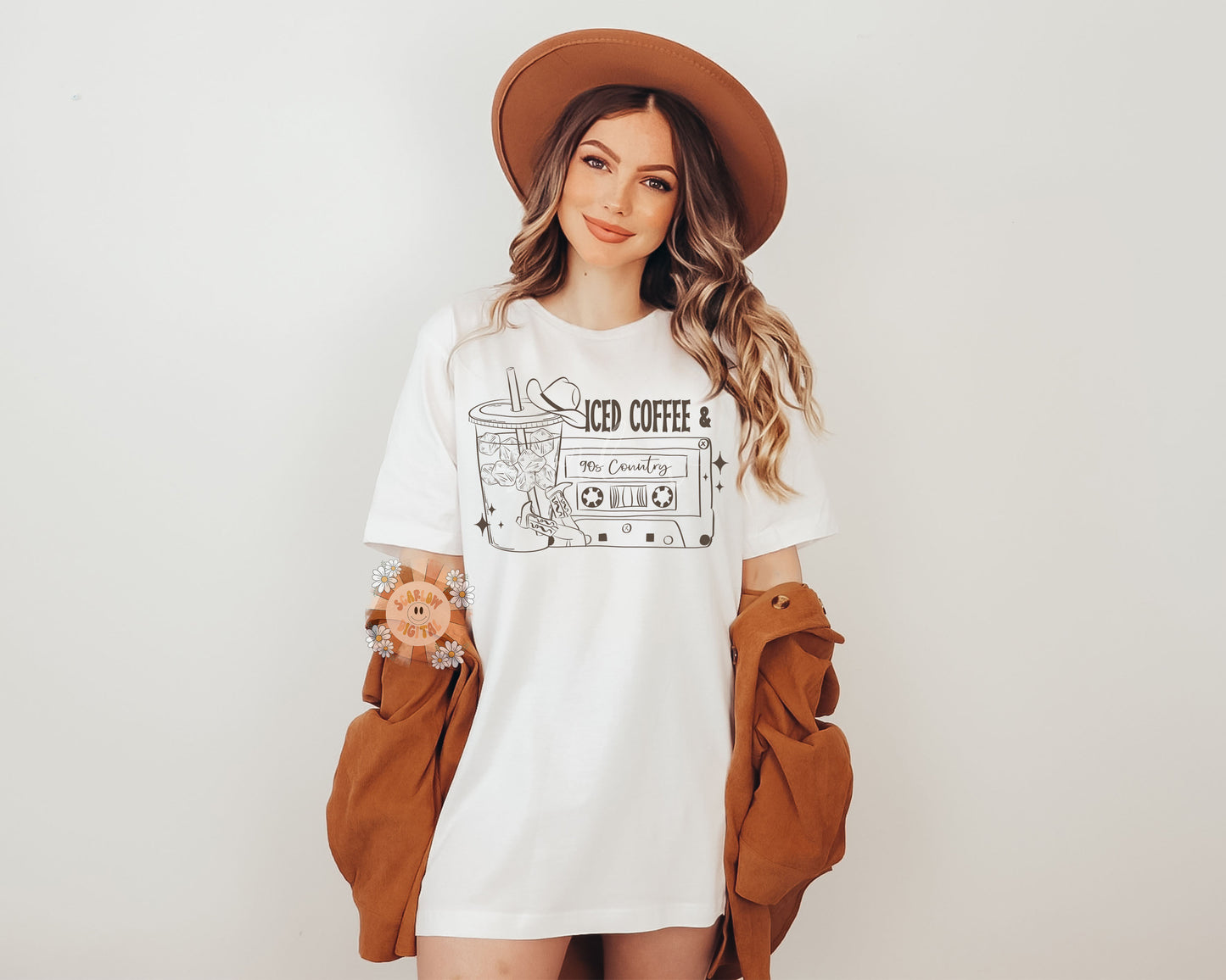 Iced Coffee and 90s Country PNG-Western Sublimation Digital Design Download-country music png, cowgirl png, cowboy png, adult png design
