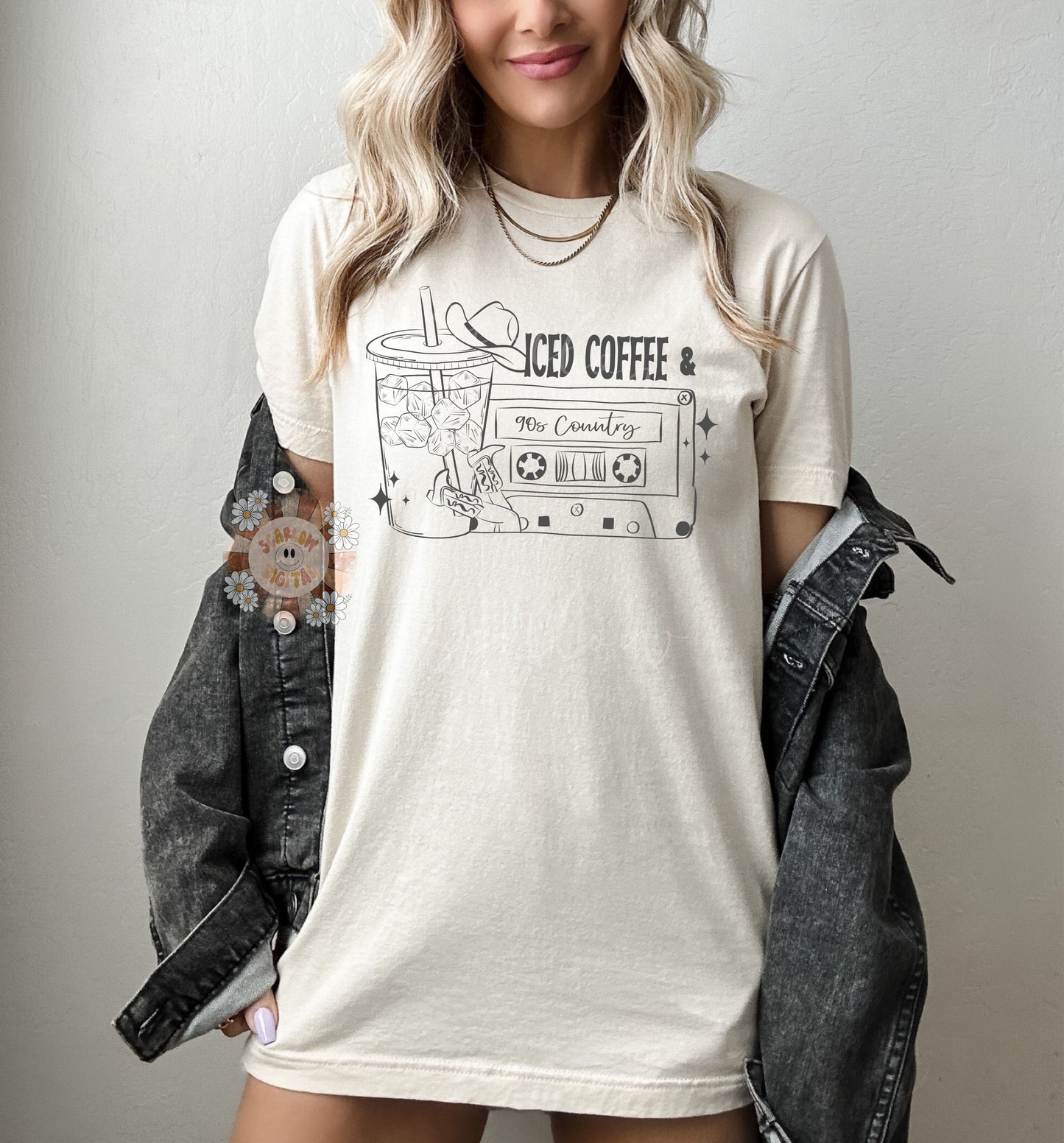Iced Coffee and 90s Country PNG-Western Sublimation Digital Design Download-country music png, cowgirl png, cowboy png, adult png design