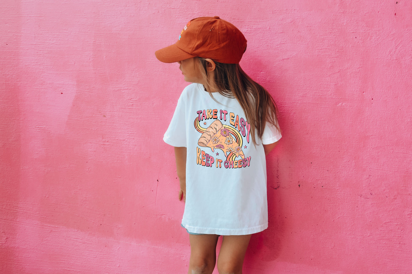 Take it Easy Keep it Cheesy PNG Sublimation Digital Design Download, floral png, flowers png, retro png, boho png, funny png, girly png file