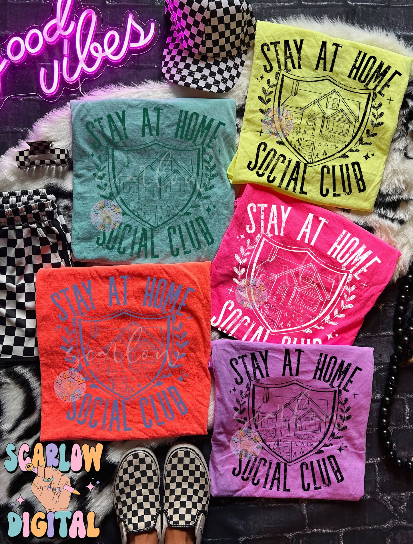 Stay at Home Social Club PNG Digital Design