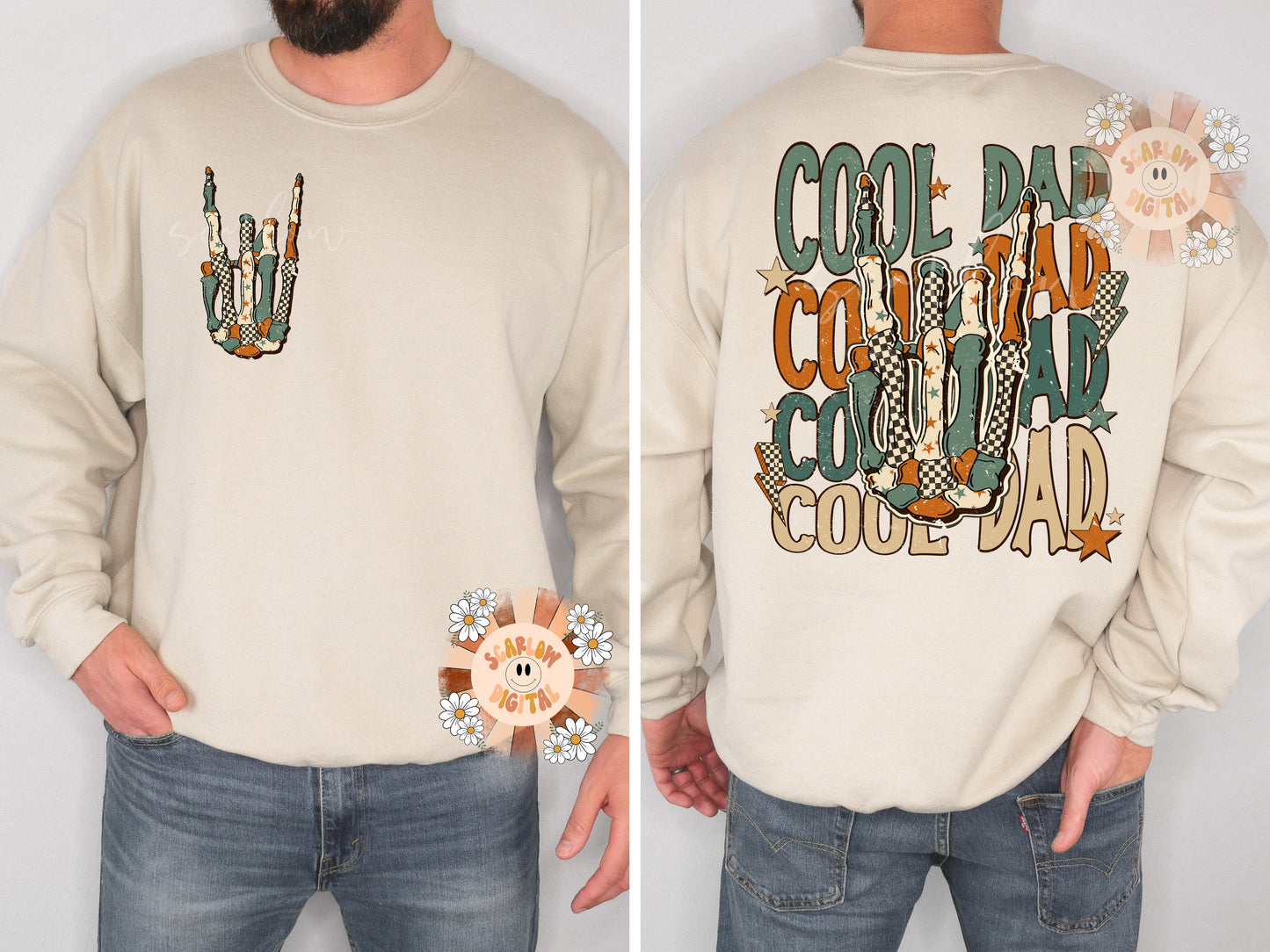 Cool Dad Pocket and Back PNG Bundle-Rocker Sublimation Digital Design Download-dad png, png for dads, edgy png, grunge png, skeleton png