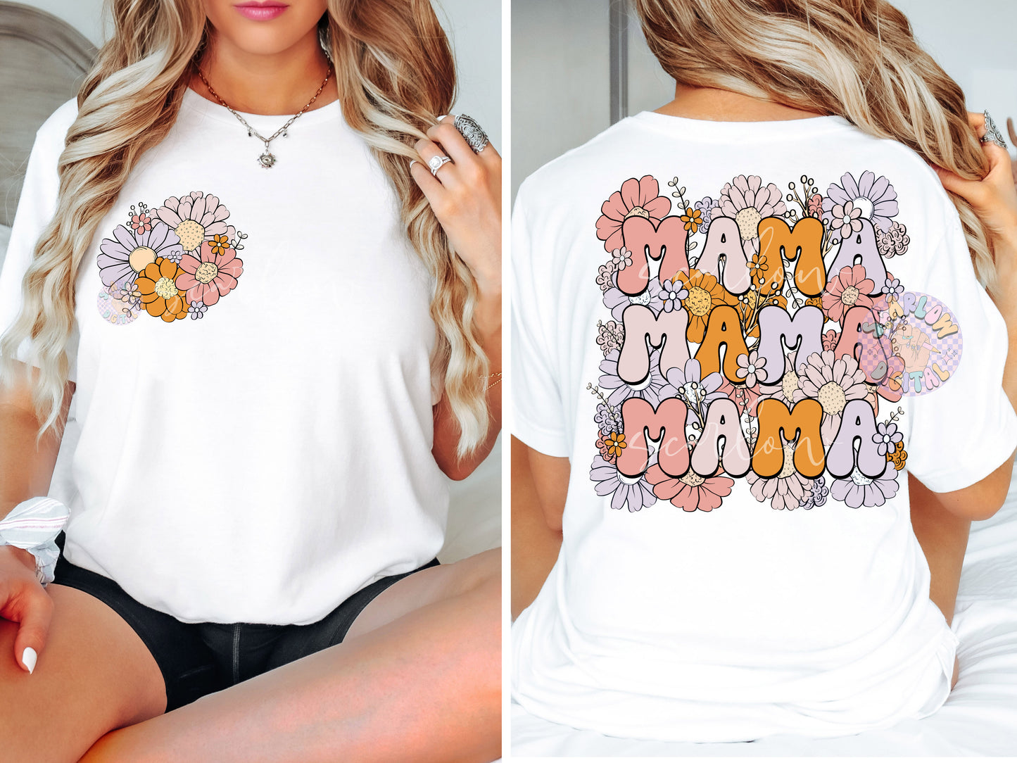 Mama Mini PNG Bundle-Floral Sublimation Digital Design Download-front and back png, pocket and back png, floral mama png, floral mini png
