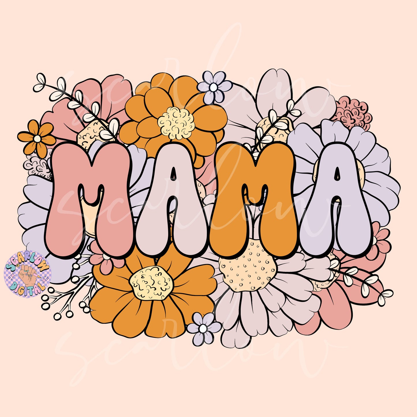 Floral Mama PNG Sublimation Digital Design Download, flowers png, png for moms, mama png, trendy mama png, preppy mama designs, boho mom png