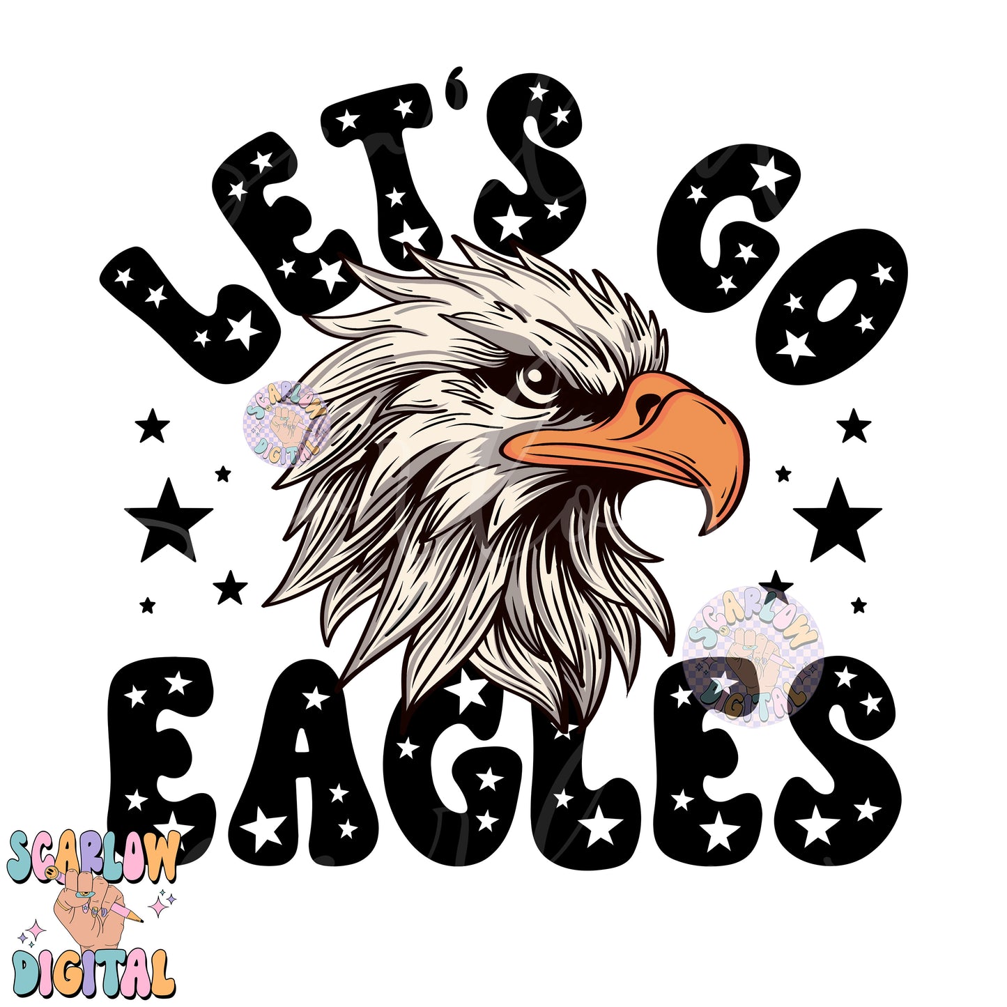 Eagles PNG Digital Design Download, sports mascot png, football png, baseball png, retro png, trendy png, sports tshirt designs, school png