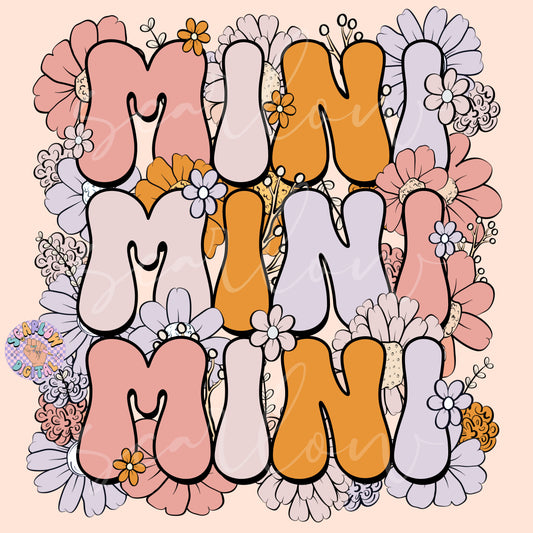 Floral Mini PNG Sublimation Digital Design Download, flowers png, png for kids, mini png, trendy girl png, preppy mini design, boho girl png