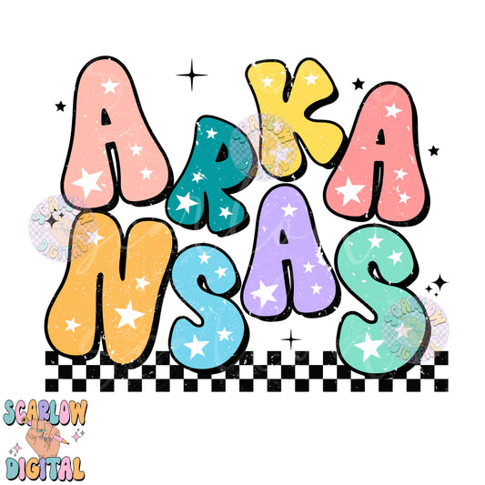 Arkansas PNG Digital Design Download, city png design, colorful png, star png, women png, Arkansas tshirt png designs, retro png designs