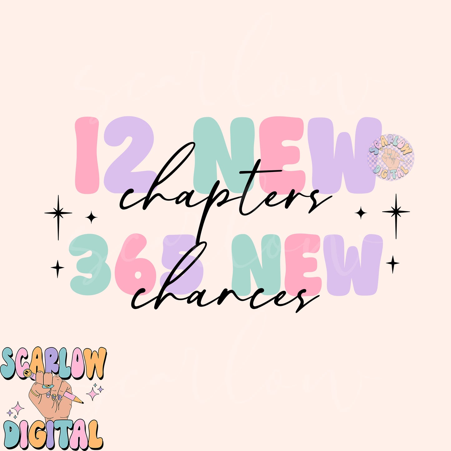 12 New Chapters 365 New Chances PNG Digital Design