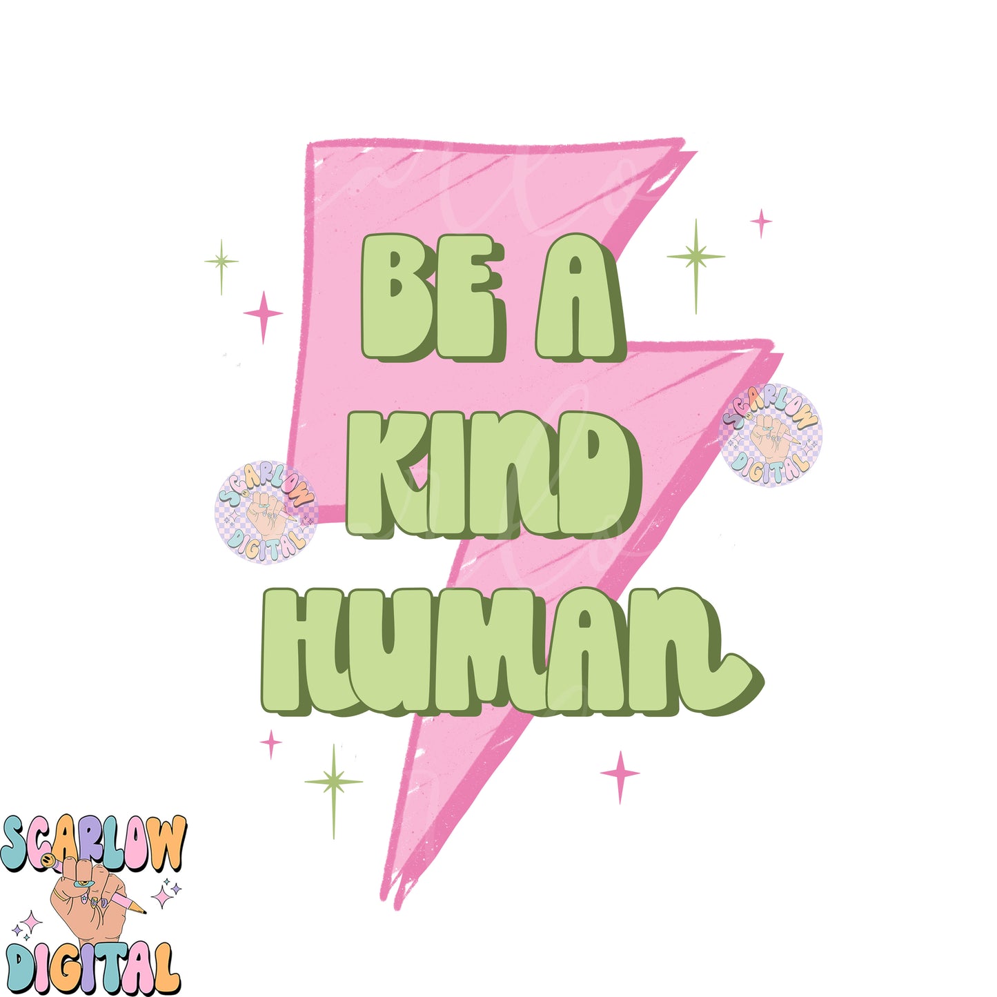 Be a Kind Human PNG-Preppy Sublimation Digital Design Download-lightening bolt png, kids png, little girl png, simple png, retro png designs