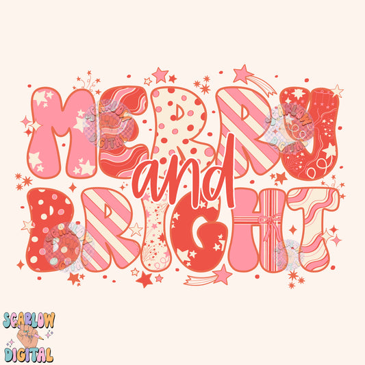 Merry and Bright PNG Digital Design