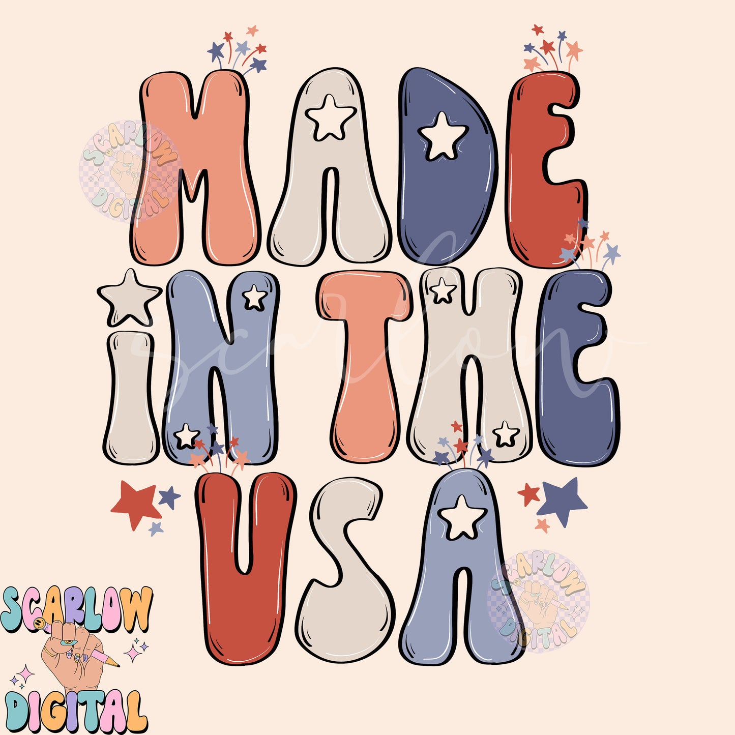 Made in the USA PNG-July 4th Digital Design