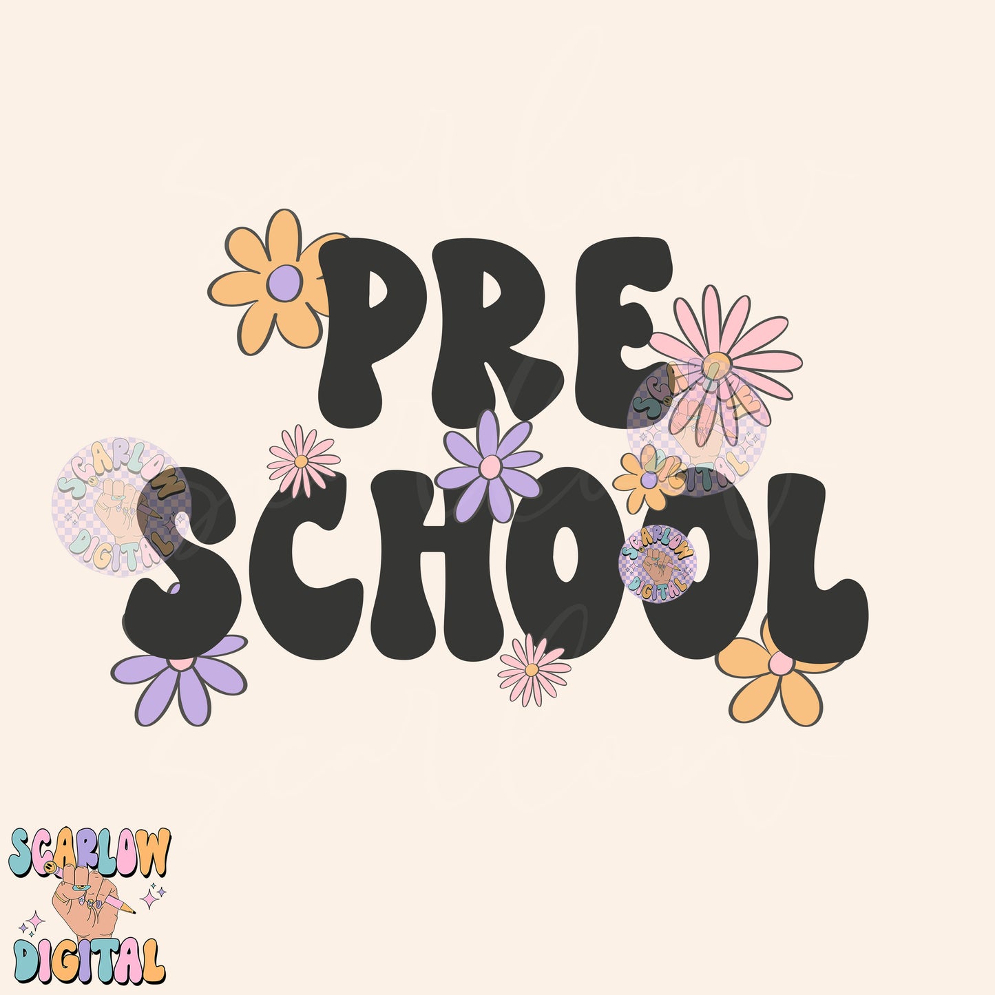 Preschool PNG Digital Design Download, back to school png, little girl png, flowers png, floral png, trendy school designs, girl tshirt png