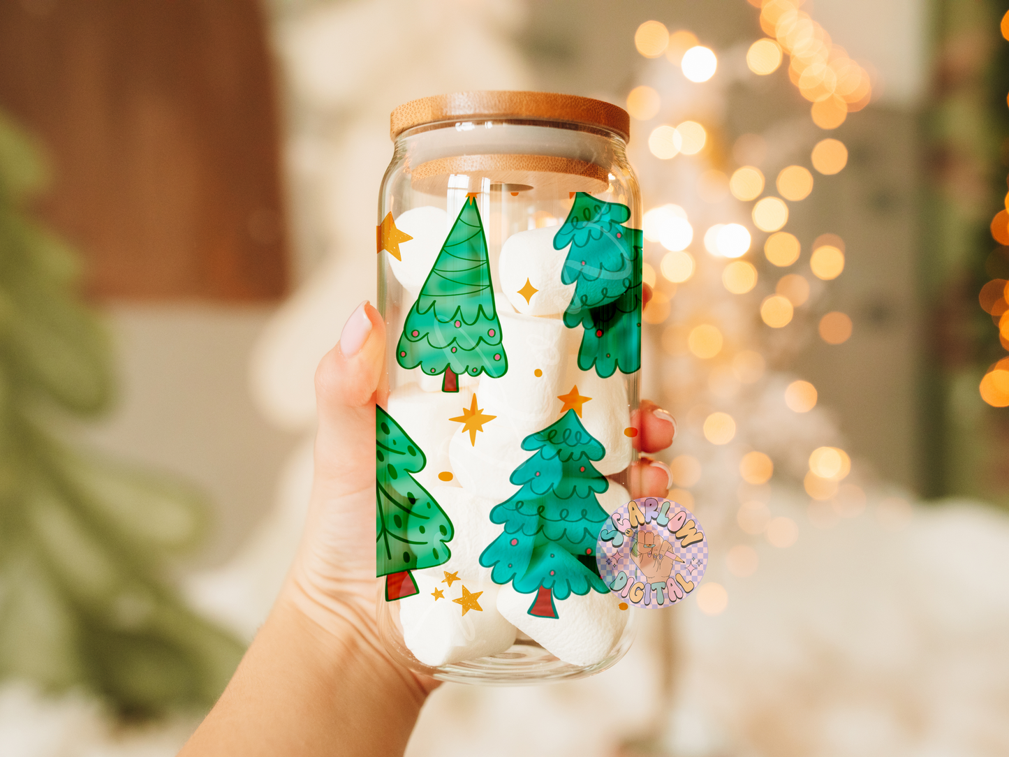 Christmas Trees Can Glass Wrap PNG Digital Design Download, funky christmas can glass wrap, 16 ounce can glass wrap, christmas png designs