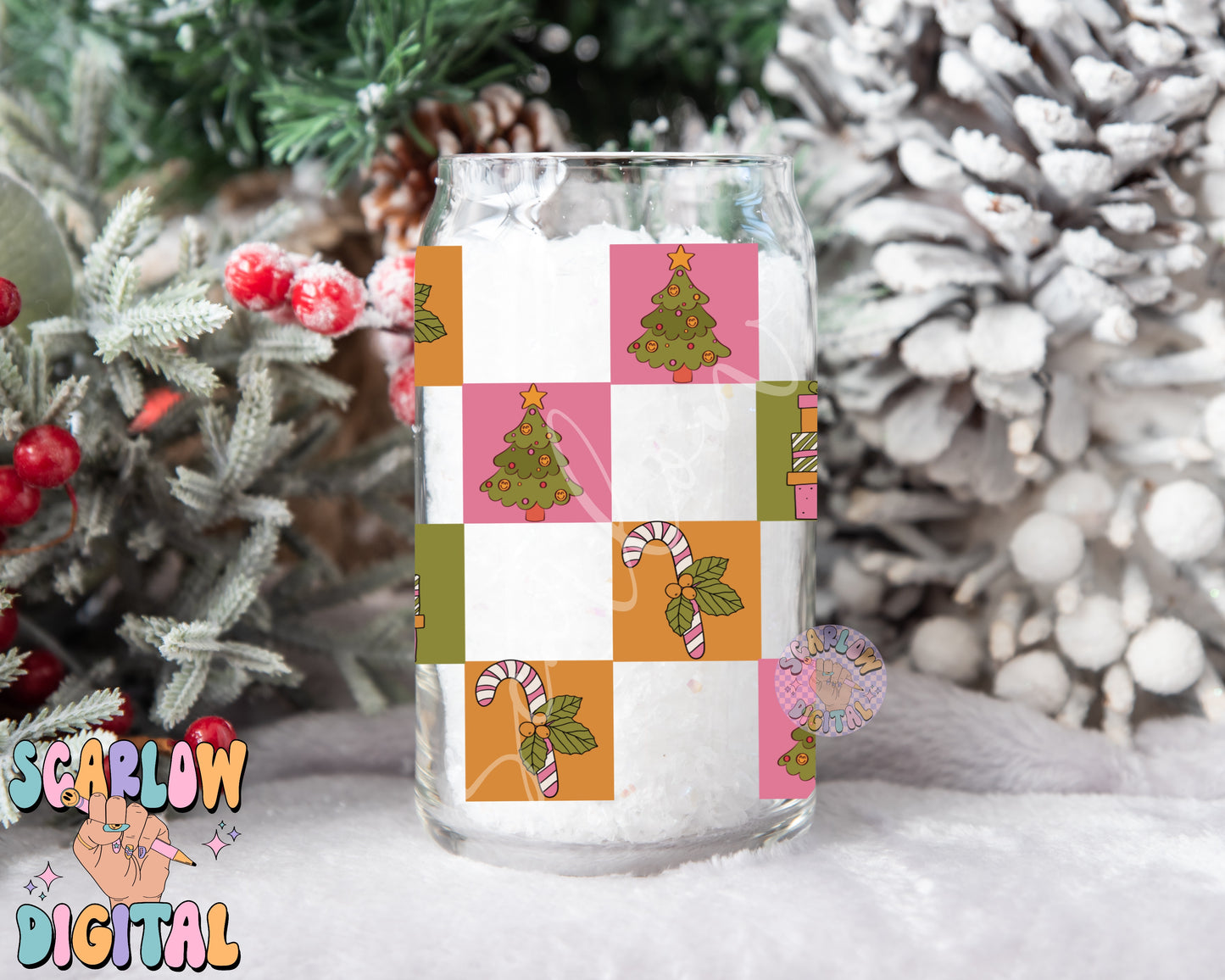 Christmas Can Glass Wrap PNG Digital Design Download, candy cane can glass wrap png, christmas designs, christmas cup wrap png design