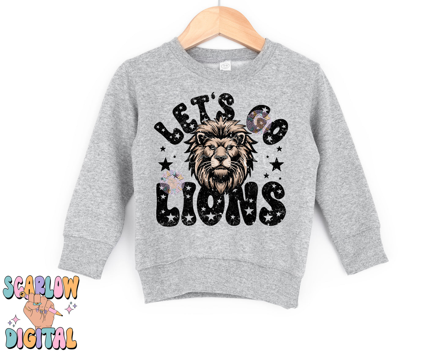 Lions PNG Digital Design Download, sports mascot png, football png, baseball png, retro png, trendy png, sports shirt design, school png