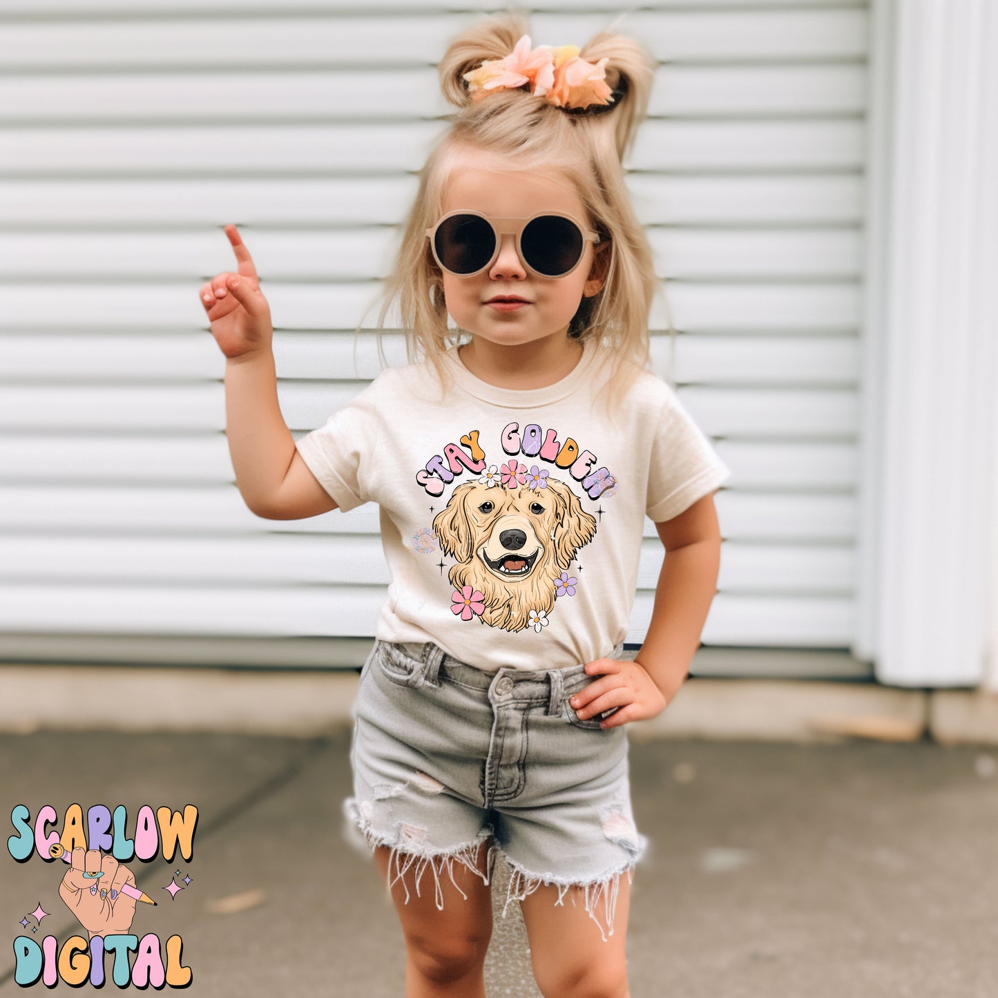 Stay Golden PNG-Golden Retriever Sublimation Digital Design Download-floral png, flowers png, groovy png, dog mama png, hippie png designs