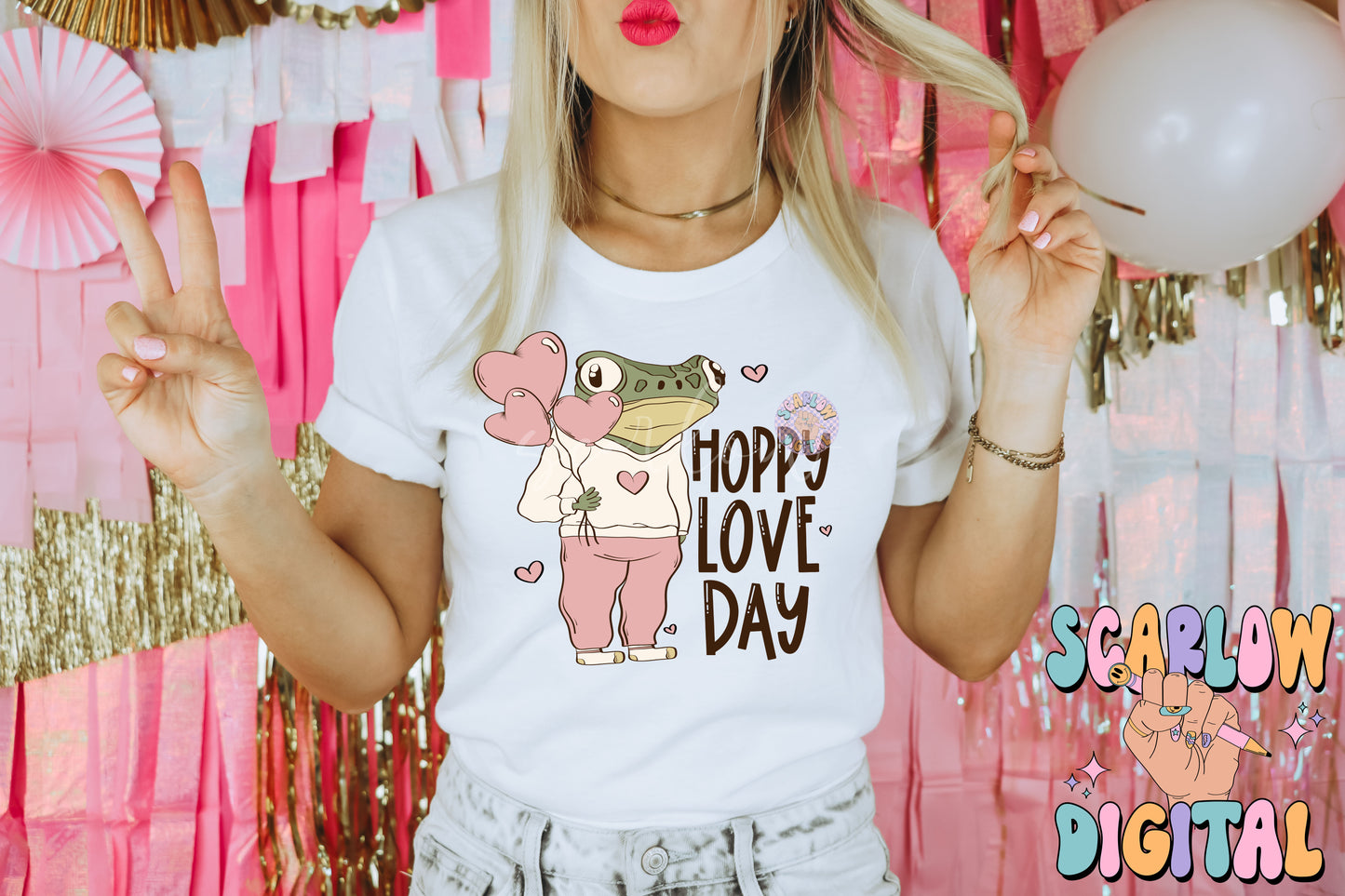 Hoppy Love Day PNG-Valentine's Day Sublimation Digital Design Download-hearts png, funny png, froggy png, funny valentine's day png design