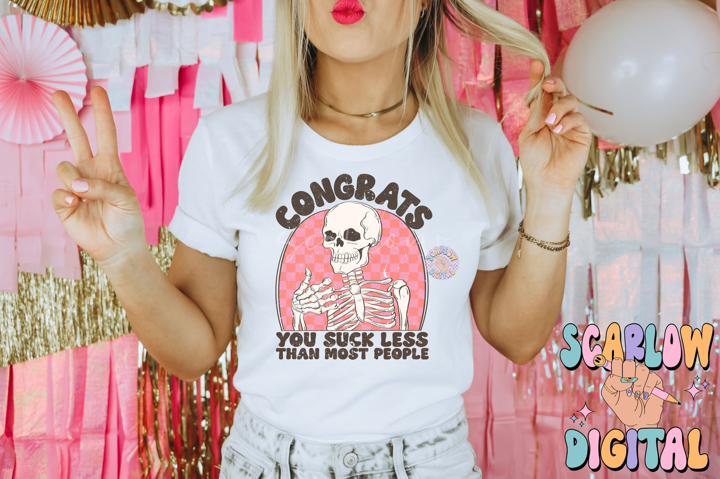 Congrats You Suck Less Than Most People PNG-Valentine's Day Sublimation Digital Design Download-snarky valentines png, skeleton png design
