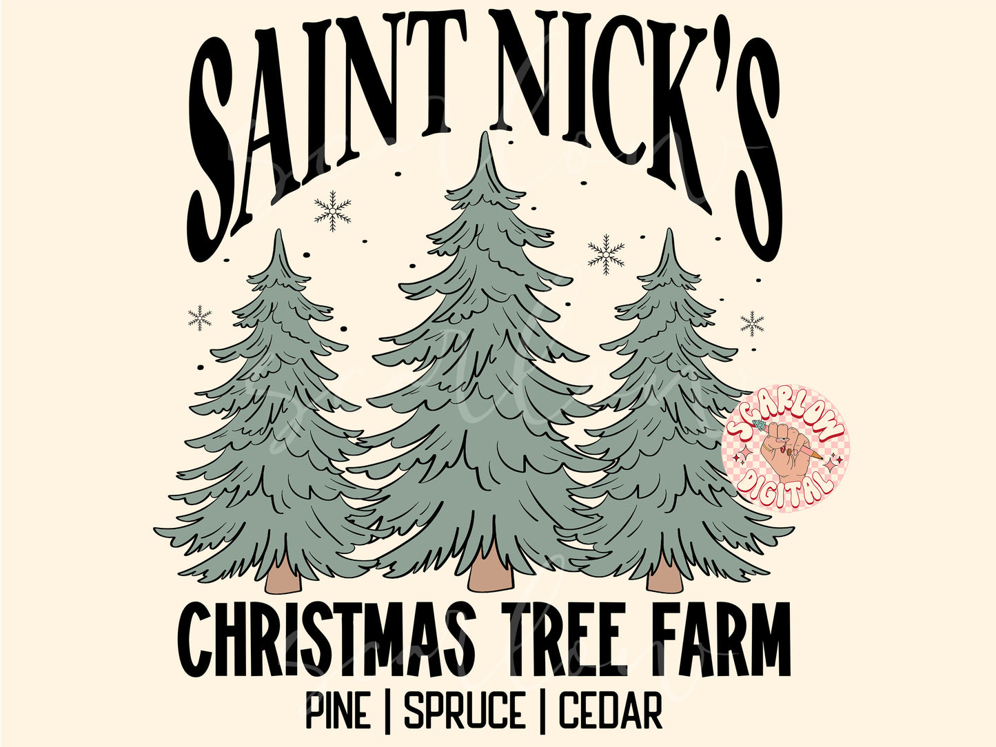 Saint Nick's Christmas Tree Farm PNG Digital Design