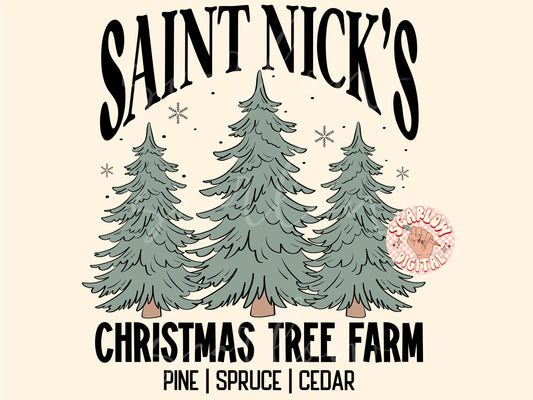 Saint Nick's Christmas Tree Farm PNG Digital Design