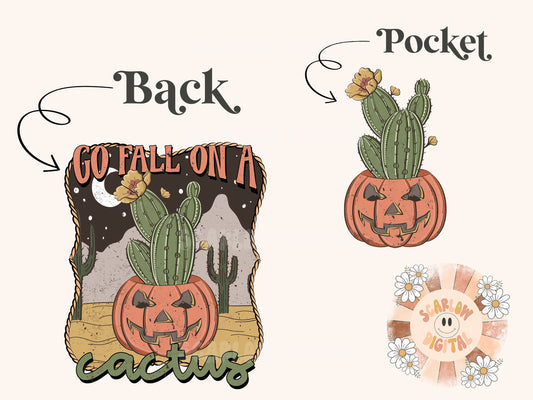 Fall on a Cactus Pocket and Back PNG Bundle-Pumpkin Sublimation Digital Design Download-front & back png, adult humor png, halloween png